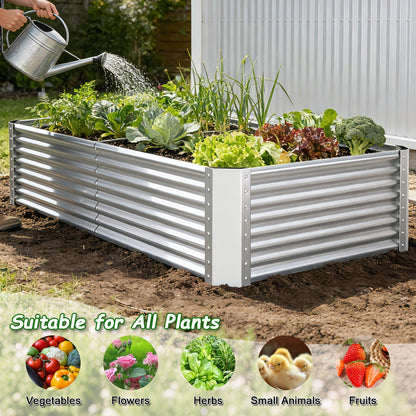 Tegarbed Tall Galvanized Raised Garden Bed Kit Outdoor Patio,6x3x2ft Large Rectangular Metal Planter Boxes,Deep Root Box Planter for Gardening, Vegetables, Flowers, Herbs, 1 Pack, Silver