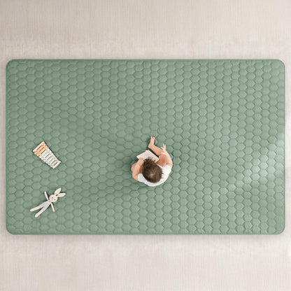 Comfy Cubs Rectangle Kids Play Mat - Large 60 x 96 inches Soft Quilted Baby Floor Mat with Non-Slip Bottom - Plush Design for Toddlers' Playtime - Comfortable and Durable - Fern