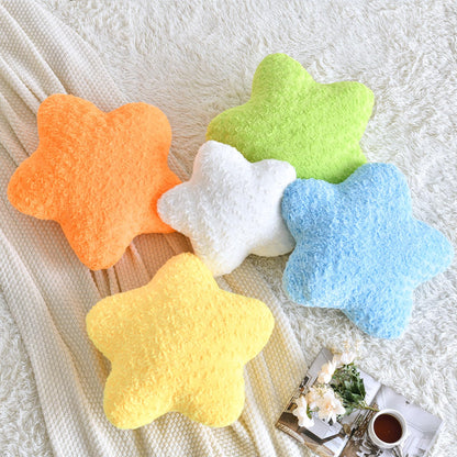ZCNYCLAM Star Pillow, 14.9" Star Shaped Plush Pillow for Couch Bed Sofa, Cute Decorative Throw Pillows with Soft Faux Fur Room Decor for Bedroom Living Room (White)