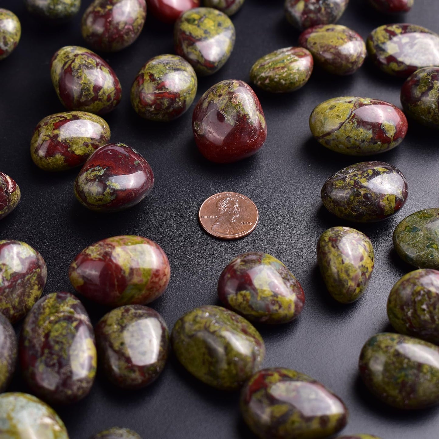 SigMntun Polished Stone Set Dragon Blood Jasper Crystals, 0.8" Handpicked Tumbled Gemstones Rocks, Pebbles for Reiki, Chakra, Healing, Home Decor
