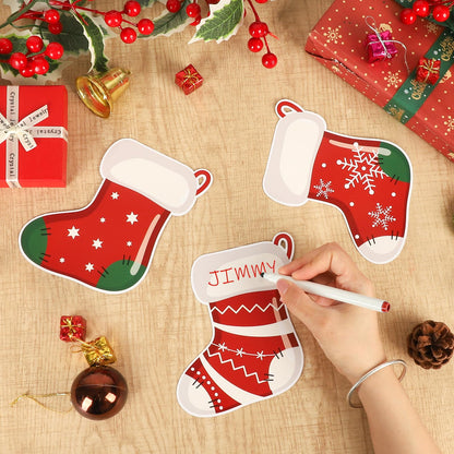 54 Pcs Christmas Stockings Cutouts Double Printed Winter Paper Decor for Christmas Bulletin Board Classroom Decorations(Sock 54)