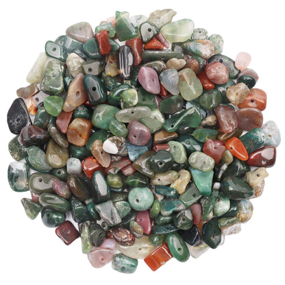 500 pcs Natural Chip Stone Beads, India Agate 5-8 mm Irregular Gemstones Healing Crystal Loose Rocks Bead Hole Drilled for Jewelry Making Bracelet