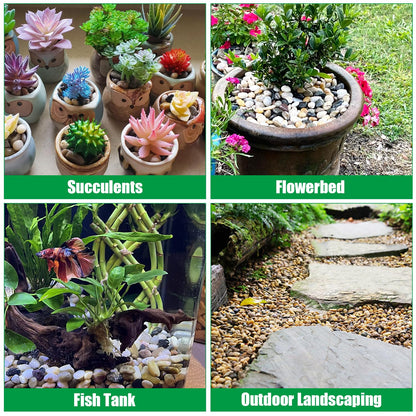 Rocks for Plants 5 Lbs, 0.8-1.5 Inch High Polished Pebbels, Decorative Stones for Garden Landscaping, Smooth Gravel Filler for Outdoor Plants, Succulents, Fish Tank and Vases