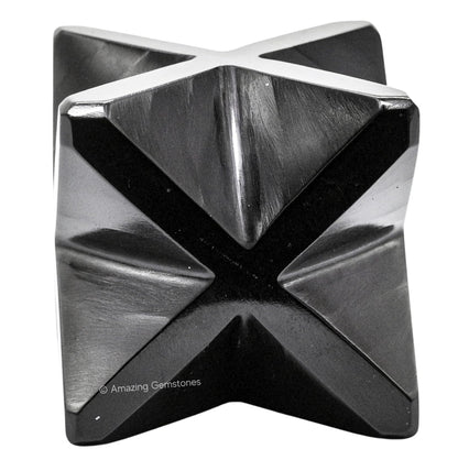 Amazing Gemstone Black Obsidian Merkaba Crystal - 1.5 Inches Metaphysical Merkaba Star for Meditation - Energetic Tetrahedron Crystal and Healing Stones for Spiritual Growth and Healing (35-40mm)