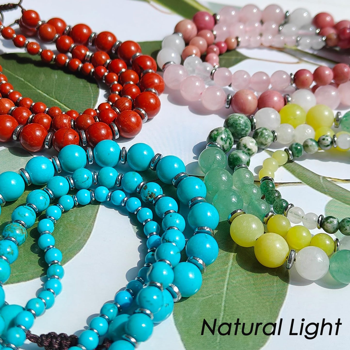 CHCCOYE 4mm Handmade Adjustable Natural Gemstone Crystal Bracelet Healing Power Energy Inspirational Gifts with Card for Unisex (Negative Resistance)