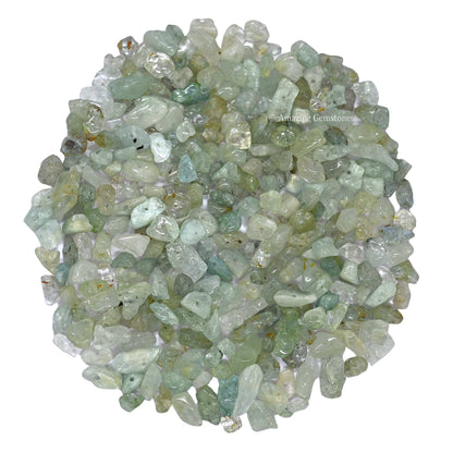 Light Green Aventurine Pre Drilled Natural Crystals Crushed Chips Beads for Jewelry Making, DIY Handmade Healing Crystals (25 Inch Strand)