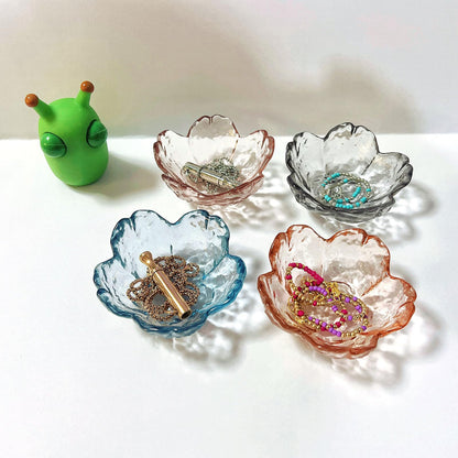 FZFQWRSH Crystal Amber Jewelry Dish, Ring Dish, Trinket Dish，Tray Decor for Women, Fashionable Modern Style Dressing Plate