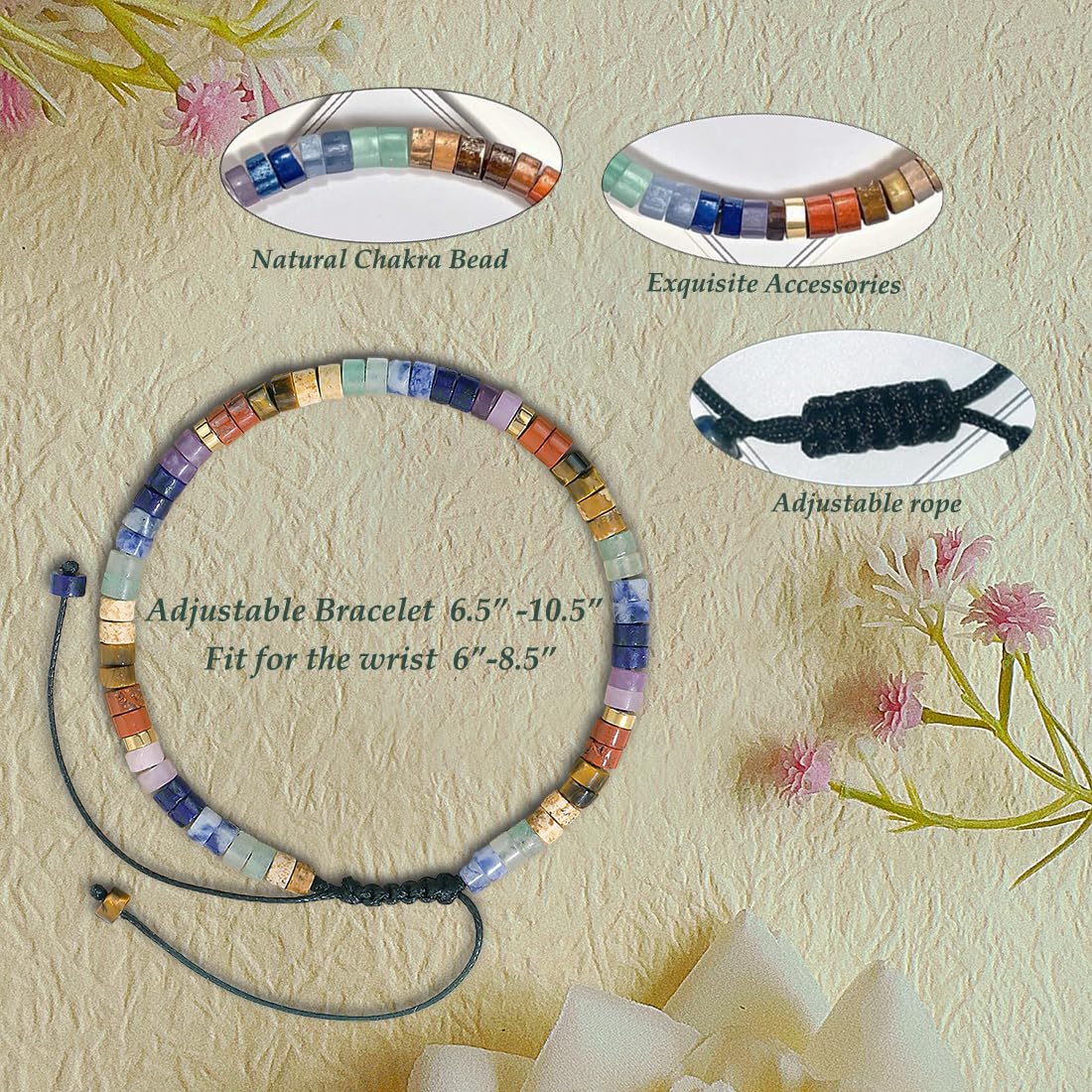 Brief von Engel Chakra Bracelets for Women, Healing Crystals Stones Bracelet, 7 Chakras Spiritual Crystal Bracelet Bangle, Yoga Meditation Relax for Womens Anxiety, Stress Relief Gifts For Women
