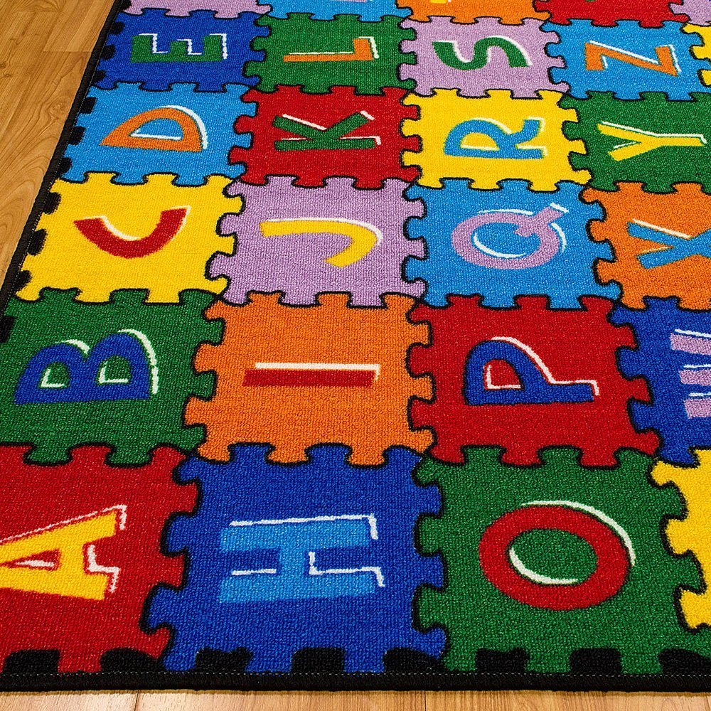 CR Kids/Baby Room/Daycare/Classroom/Playroom Area Rug. ABC Puzzle (A-Z and 1-9). Educational. Fun. Bright Colorful Vibrant Colors (5 Feet X 7 Feet)