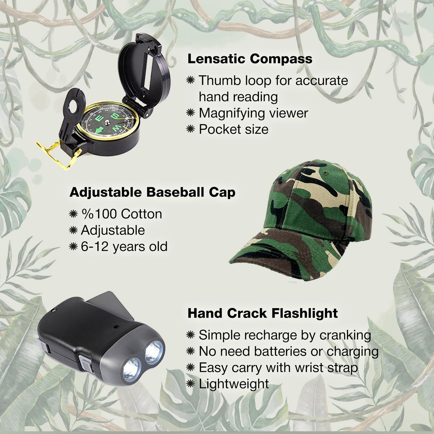 Nature Exploration Gear - Outdoor Adventure Kit with Walkie Talkies for Kids - Camping, Hiking, Backyard Toys - Creative Play Set for Boys and Girls