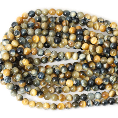 CHEAVIAN 45PCS 8mm Natural Dream Tiger Eye Stone Round Loose Beads for Jewelry Making DIY Bracelet Necklace Materials 1 Strand 15"