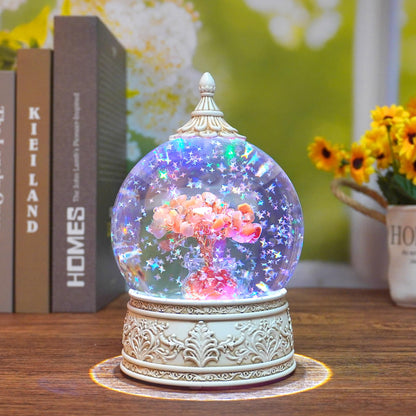Red Agate Healing Crystal Tree Globe with Colorful Lights and Sparkling Glitter, Natural Gemstone Base, Spiritual Meditation, Positive Energy Good Luck, Home Decor, Birthday Gifts (Red Agate)