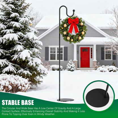 SIECCY 76" Shepherds Hook Stand for Bird Feeders, Hanging Plants, Lanterns, Wreaths & Wind Chimes, Free Standing Pole Holder with Heavy Duty Base for Indoor & Outdoor