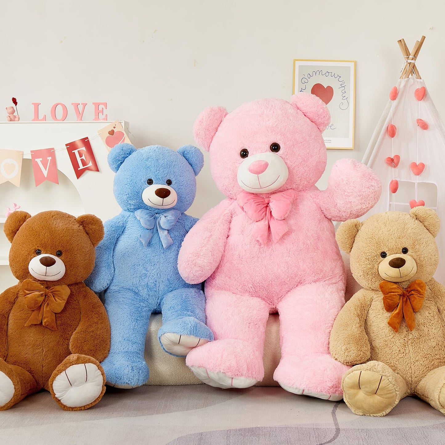 MaoGoLan Giant 47" Teddy Bear Stuffed Animal, Cuddly Large Blue Teddy Bear Plush Toy for Girlfriend Boyfriend Kids, 4ft Big Stuffed Animal for Valentines Day Gift Baby Shower Decor
