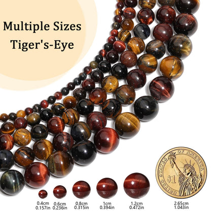 Yochus Natural Tiger Eye Beads, 60Pcs 6MM Onyx Agate Color Enhance Round Loose Beads Bulk, DIY Charm Smooth Gemstone Beads for Jewelry Making(4mm 8mm 10mm 12mm Beads)