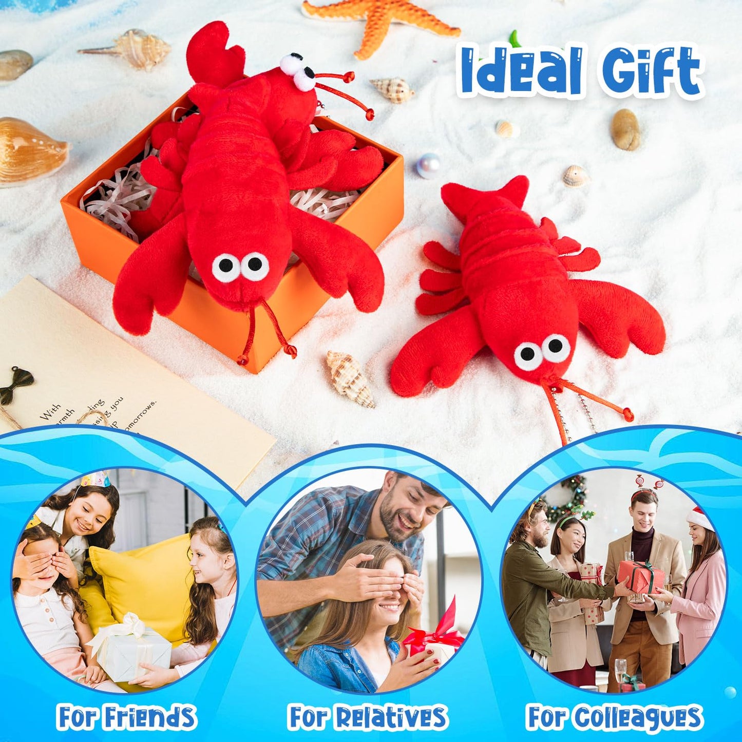 SYWHXY 12Pack Lobster Toy Cute Plush Lobster Stuffed Animal Crab Doll for Kids, Soft Mini Plush Stuffed Lobsters Crab Hanging Ornaments for Key Purse Bag Backpack DIY Birthday Favors
