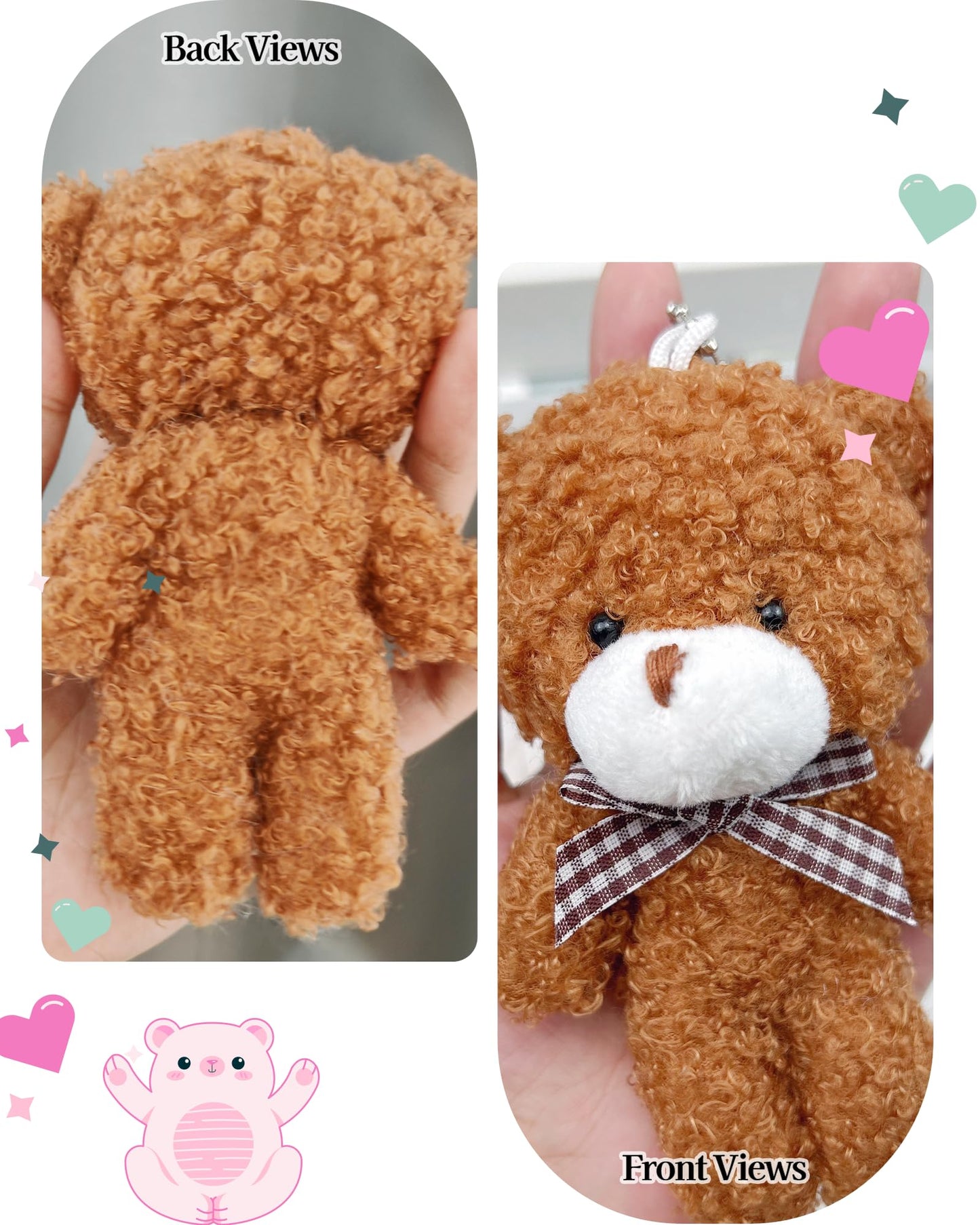 YJUBAOA 12 pcs Mini Stuffed Teddy Bears 4.7 Inch Small Plush Teddy Bears Bulk for DIY Keychain Birthday Christmas Party Favor (Classic-Dark Brown)