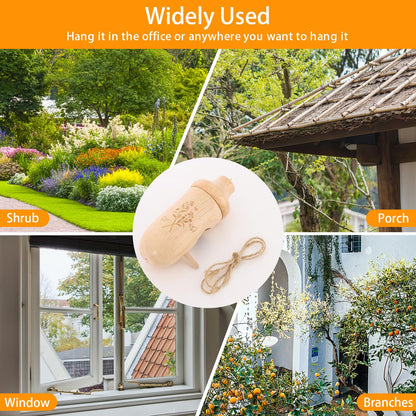 Hummingbird House - Natural Wooden Hummingbird Houses for Outside Hanging, Gardening Gifts for Women, Bird Lovers 3 Packs