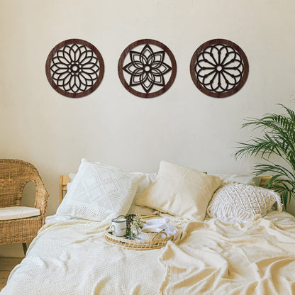 Blulu 3 Pcs Thickened Rustic Wood Wall Decor Rustic Wood Round Wall Art Farmhouse Hanging Decoration for Indoor Outdoor Living Room Bedroom Home Office Kitchen Decoration, 10 Inch(Round,Brown)