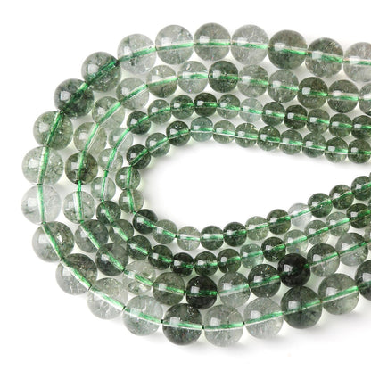 32PCS 12MM Green Crackle Phantom Ghost Crystal Beads for Jewelry Making DIY Bracelet Necklace Accessories 15" Energy Healing Power Stone Beads