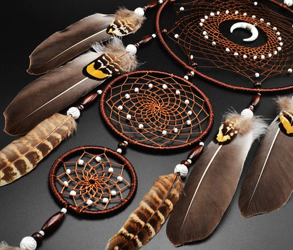 Urdeoms Large Dream Catchers for Bedroom Adult Brown Boho Dream Catcher Wall Decor with Turquoise Hanging Ornament Teen Dorm Room Decor Festival Gift (NO.9)