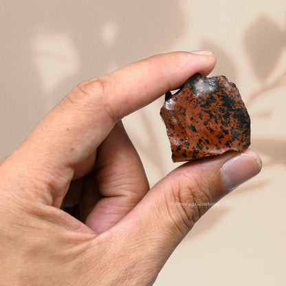Amazing Gemstone Mahogany Obsidian Raw Crystals and Healing Stones, Natural Rocks for Tumbling and DIY Raw Stones and Crystals (1 Piece)