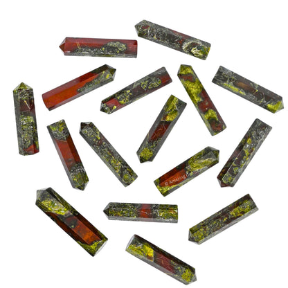 Amazing Gemstone Dragon Bloodstone Crystal Points Bulk Healing Crystals - Pack of 3 Single Terminated Healing Wand Point Bulk Crystals for Crafts, Crystal Grid, DIY Work - Premium Crystals