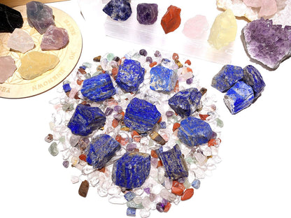 QINJIEJIE 0.9Lbs Lapis Lazuli Raw Crystals Natural Rough Stones Bulk Large 1" Rocks Reiki Gemstones Indoor Garden Fountain Rocks for Tumbling Cabbing Polishing Wire Wrapping Wicca Decoration