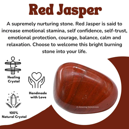 Amazing Gemstone Red Jasper Crystal Tumbled Stones Polished Rocks - Natural Gem Stones for Healing - DIY Crystals for Protection (1 Piece)