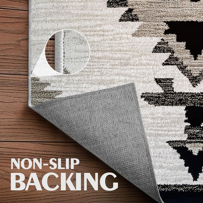 Western Area Rug Southwestern Aztec Navajo Washable 5x7 Rugs for Living Room Bedroom Southwest Tribal Gray Beige Non-Slip Soft Floor Large Carpet for Office Entryway Bathroom