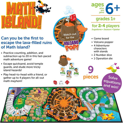 Learning Resources Math Island Addition & Subtraction Game - Math Manipulatives, Educational Board Toys, Classroom Flash Cards , Volcano Toy, STEM Kids, Gifts for Boys And Girls , Montessori