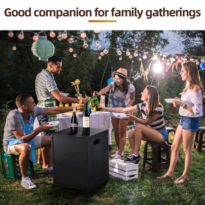 Garvee Propane Metal Tank Cover Table 16 in for Gas Fire Pits, Hides Any Standard 20 LB Propane Tanks, Hideaway Table with Side Handles