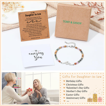 TONY & SANDY Daughter in Law Gifts, Wedding Birthday Gifts for Daughter in Law, Wave Bracelet for Women, Unique Christmas Valentines Mothers Day gift for Bonus Daughters from Mother-in-Law