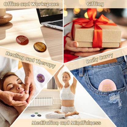 QINJIEJIE Amethyst Crystals Serenity Prayer Thinking of You Gifts Worry Stones Relief Items You Got This Inspirational for Friends Encouragement Sobriety Gifts for Women Men Stocking Stuffers