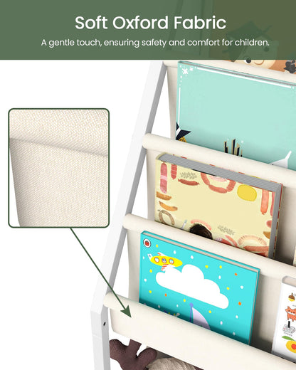 CHOEZON Kids Bookshelf, 4-Tier Bookshelf for Kids, Large Capacity Book and Toy Storage Organizer, Toddler Book Shelf for Kids Room, Nursery, Playroom, Beige TCW09WM
