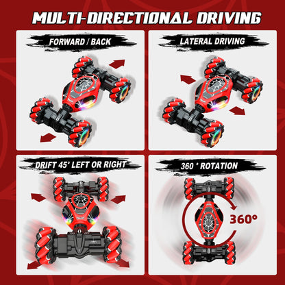 XUERENTECH Spider Remote Control Car Gesture Sensing Hand Controlled Stunt Car, 4WD Drift Twist Off-Road Vehicle with Light Music, Birthday Xmas Gifts Suitable for Boys and Girls