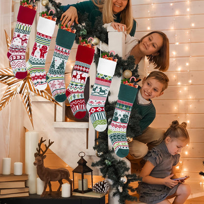 Relosy Christmas Stockings - 18'' Large Knitted Xmas Stocking for Kids,Family Stocking,Gifts & Decorations for Fireplace Christmas Holiday Party