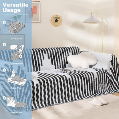 COHOLYTY Boho Couch Cover, Sofa Cover, Sofa Covers for 2 Cushion Couch, Washable Sectional Couch Covers for Dogs Pet Furniture Protector Couch Cover Blanket for Living Room (2# White, 71" x 118")