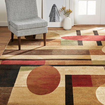 Home Dynamix Tribeca Jasmine Modern Area Rug, Abstract Brown/Green 6'7"x9'10"