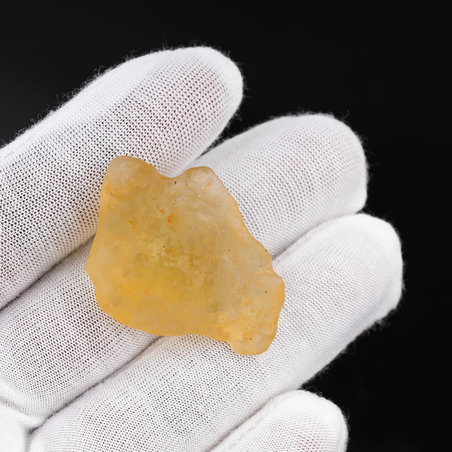 CRYSTALINES (1pcs Rare Raw Libyan Desert Glass Tektite Stone, Genuine Libyan Gold Tektite Rough Stone, Wicca & Reiki Healing Crystals, Meteorite Gems Collector Specimen