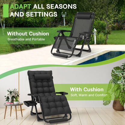ZENPETIO 29In XL Zero Gravity Chair w/Cushion, Zero Gravity Recliner Lounge Chair for Indoor and Outdoor, Reclining Camping Chair for Lawn, Anti Gravity Chair with Cup Holder and Footrest, 440LBS