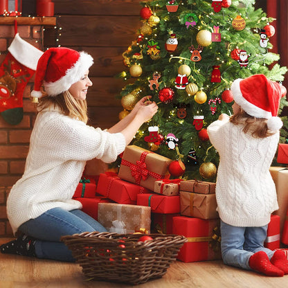 38 Pcs Mini Christmas Ornaments, Wooden Christmas Hanging for Mini Tree Decorations Small Christmas Ornaments Resin Miniatures for Craft Christmas Decor (38pcs)