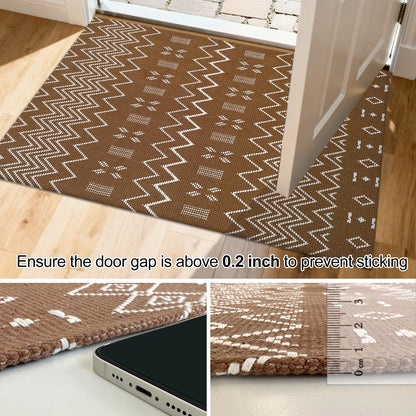 winolive Indoor Door Mat 2x3 Washable Rug,Braided Area Rug,Front Door Mat with Non Slip Rubber Backed,Cotton Doormat for Front Entryway Bathroom Kitchen Bedroom,Brown/White
