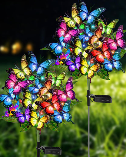 ZPQBEYE Solar Garden Lights Outdoor Waterproof Decorative Solar Lights Outside 2 Pack with 86 LED 34 Butterfly Flowers Garden Decor Yard Patio Lawn, Gifts for Women Mother's Day Mom