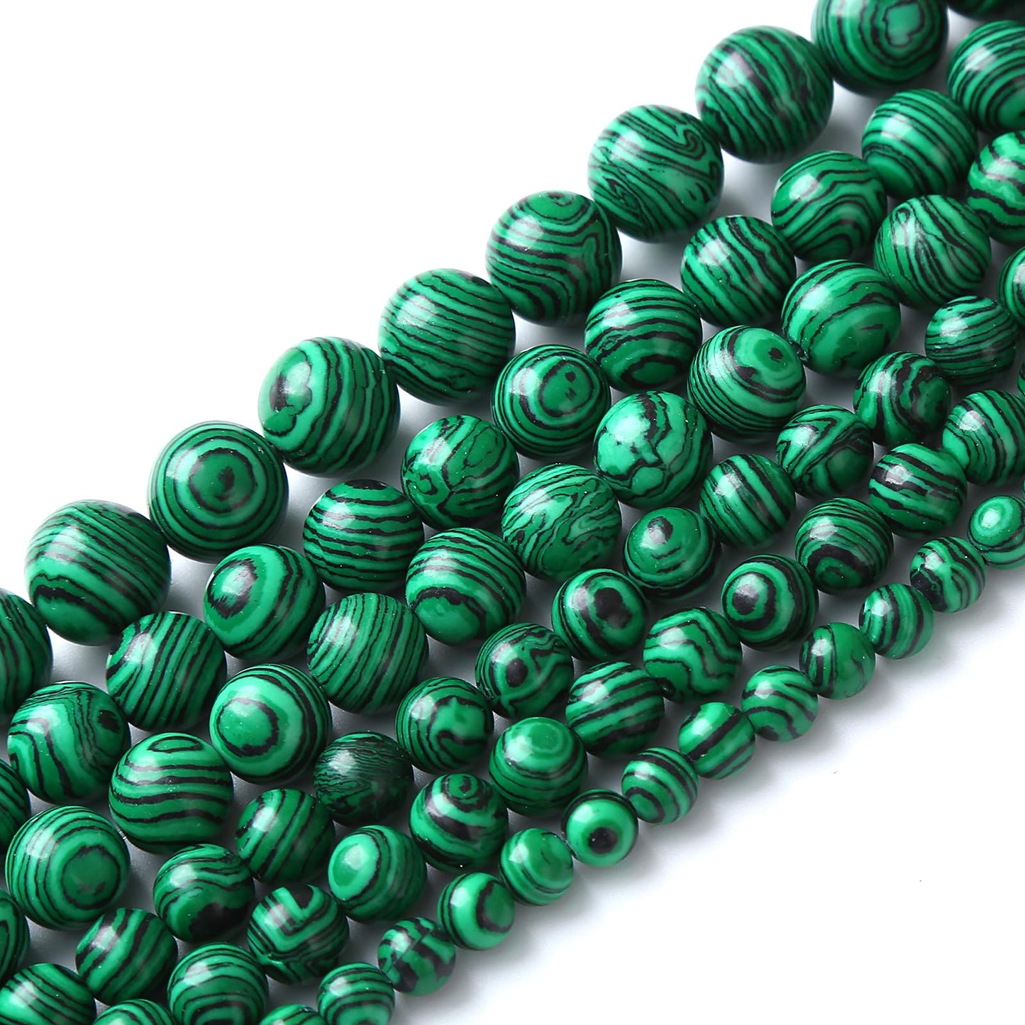 36pcs 10mm Synthetic Green Malachite Beads Natural Stone Round Loose Spacer Beads for Jewelry Making DIY Necklaces Bracelets 15" (10mm, Green Malachite)