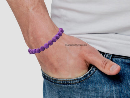 Amazing Gemstone Crystal Bracelet for Women Men's Gifts - Protection Healing Crystal Bracelet - 8mm Gemstone Beaded Stretchable Bracelet Pulseras Para Hombres Mujer Stocking Stuffers Mothers Day Gift (Purple Lava)