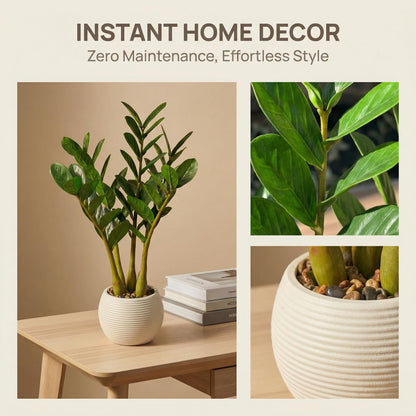 TentoWhan（2Packs Faux Plants Indoor 17" Artificial ZZ Plants in White Pot Fake Potted Zamioculcas Silk Plants for Home Table Decor Bedroom Aesthetic