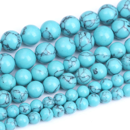 90PCS 4MM Blue Howlite Turquoises Stone Beads Natural Gemstone Bead Crystal Healing Energy Jewelry Making DIY 15 inches