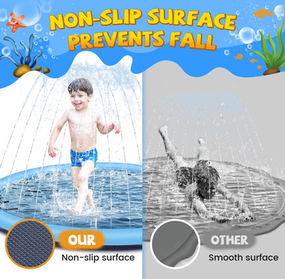 Splash Pad for Kids and Dogs, 97'' Extra Large Splash Pad for Toddlers 1-3 and Kids Ages 4-8, Non Slip Thicken Sprinkler Dog Pool Summer Outdoor Water Toys for Backyard