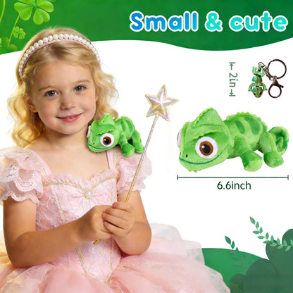 BOKIRZOS Magnetic Shoulder Chameleon Plush Toy, Soft Lizard Stuffed Animal Cosplay Accessory for Kids Teens Adults, Includes Key Ring